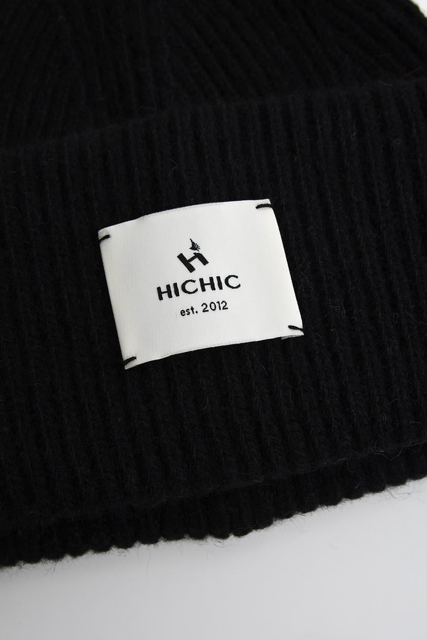 ČERNÁ KAŠMÍROVÁ ČEPICE BEANIE HICHIC LuxeKnit