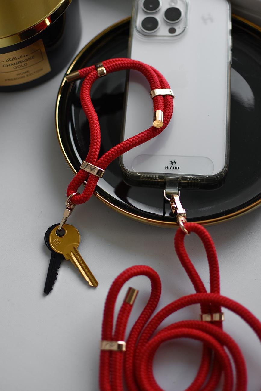 ČERVENÁ ŠŇŮRKA NA TELEFON HICHIC UniŠpagát ChineseRedGold