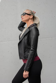 BLACK ZIPPER LEATHER JACKET HICHIC Denerys