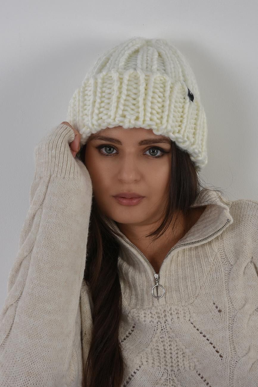 DÁMSKÁ VLNĚNÁ ČEPICE BEANIE HICHIC krémová