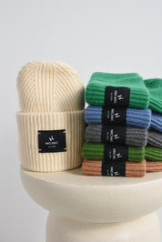 KAŠMÍROVÁ CHUNKY BEANIE KRÉMOVÁ HICHIC LuxeKnit