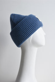 MODRÁ KAŠMÍROVÁ BEANIE ČEPICE HICHIC LuxeKnit
