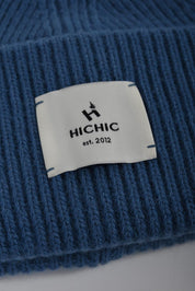 MODRÁ KAŠMÍROVÁ BEANIE ČEPICE HICHIC LuxeKnit