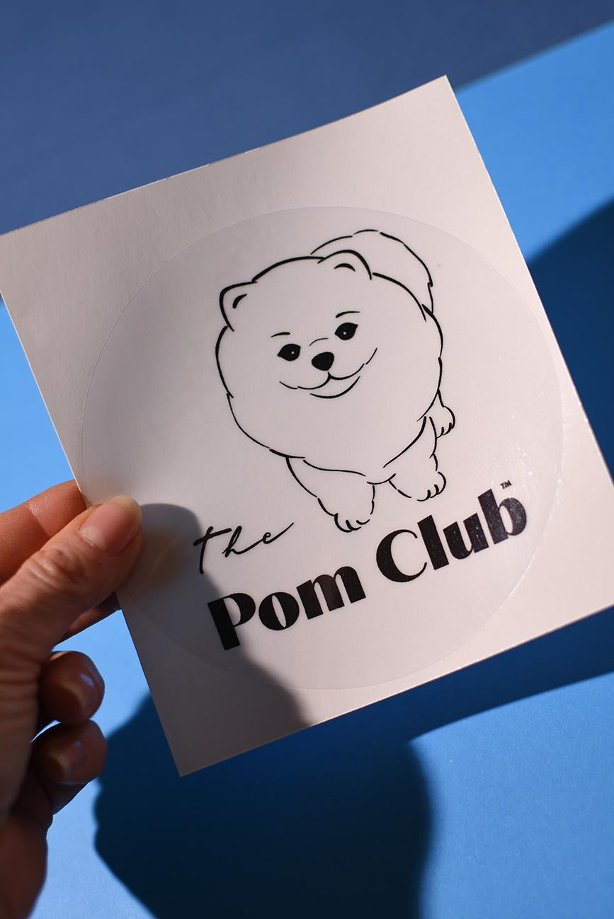 BÍLÁ SAMOLEPKA POMERANIAN 130 mm The Pom Club