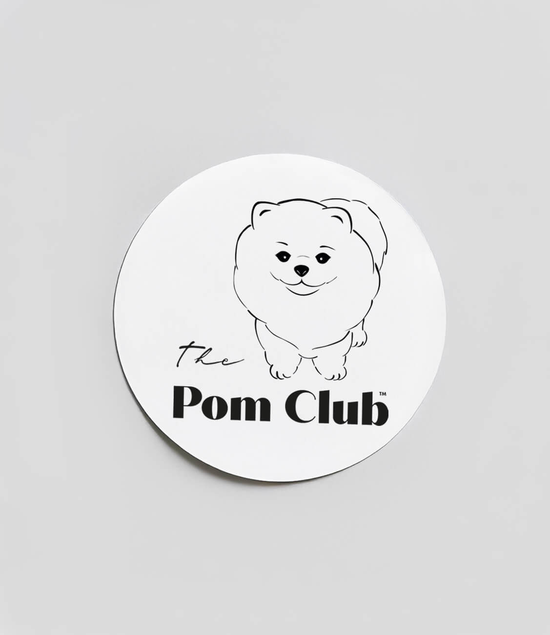 BÍLÁ SAMOLEPKA S POMERANIANEM 90 mm The Pom Club