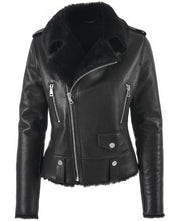 ČERNÁ ZIMNÍ KOŽENÁ BUNDA HICHIC Gaia shearling