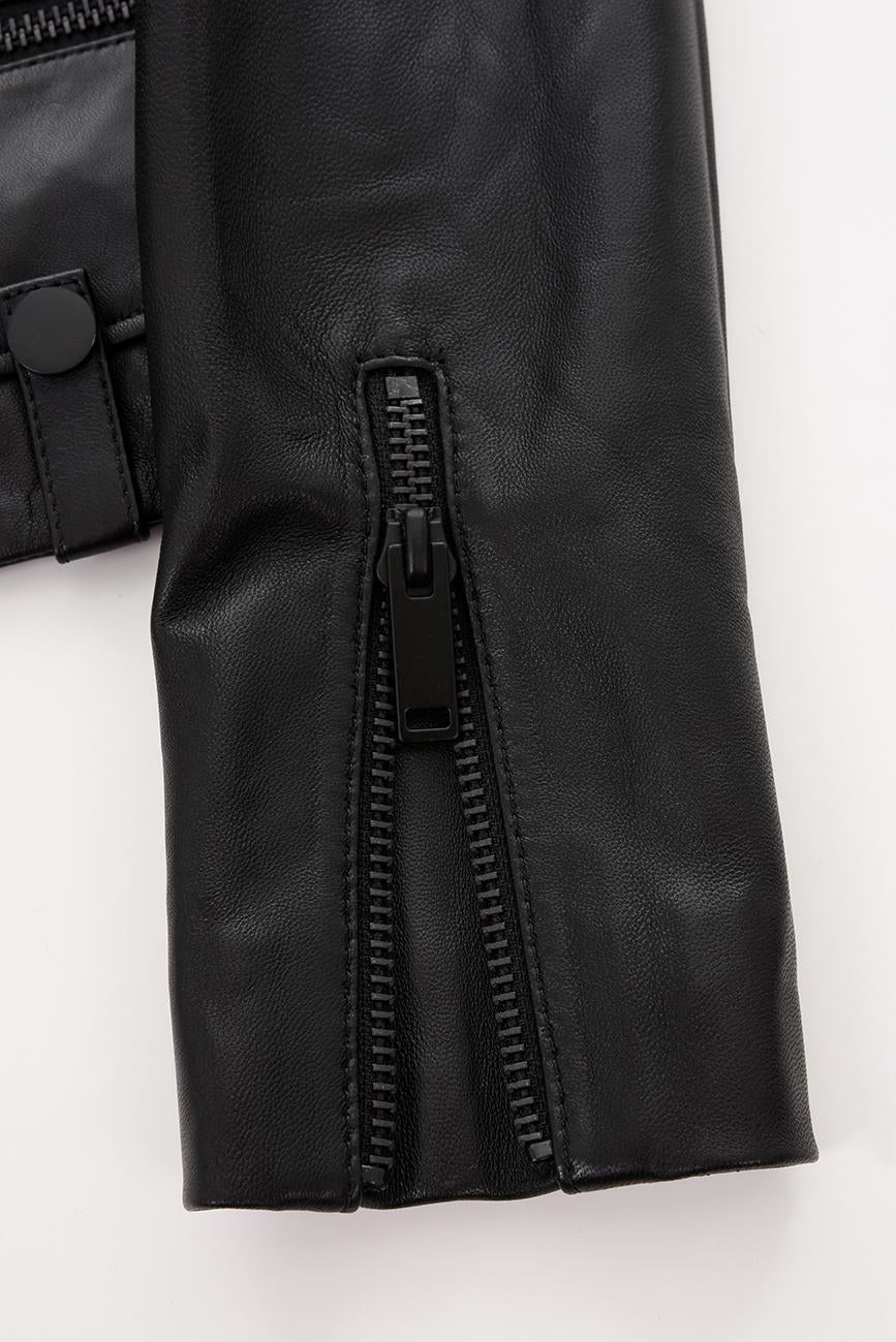 BLACK ZIPPER LEATHER JACKET HICHIC Denerys