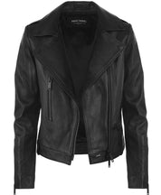 BLACK ZIPPER LEATHER JACKET HICHIC Denerys
