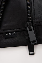 BLACK ZIPPER LEATHER JACKET HICHIC Denerys