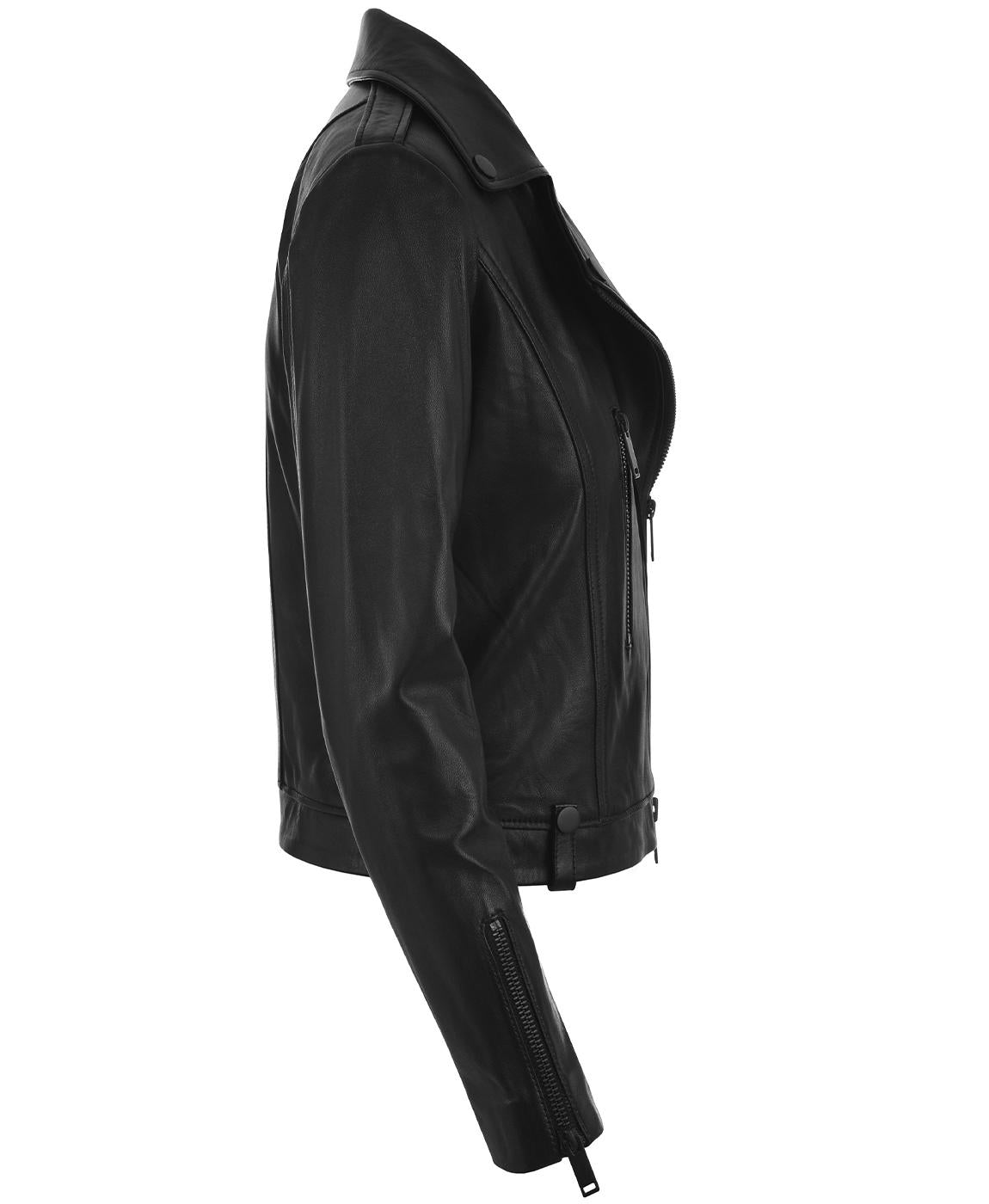 BLACK ZIPPER LEATHER JACKET HICHIC Denerys