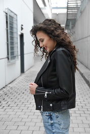 BLACK LEATHER JACKET HICHIC Denerys
