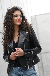 BLACK LEATHER JACKET HICHIC Denerys
