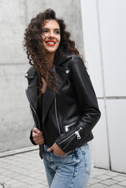 BLACK LEATHER JACKET HICHIC Denerys