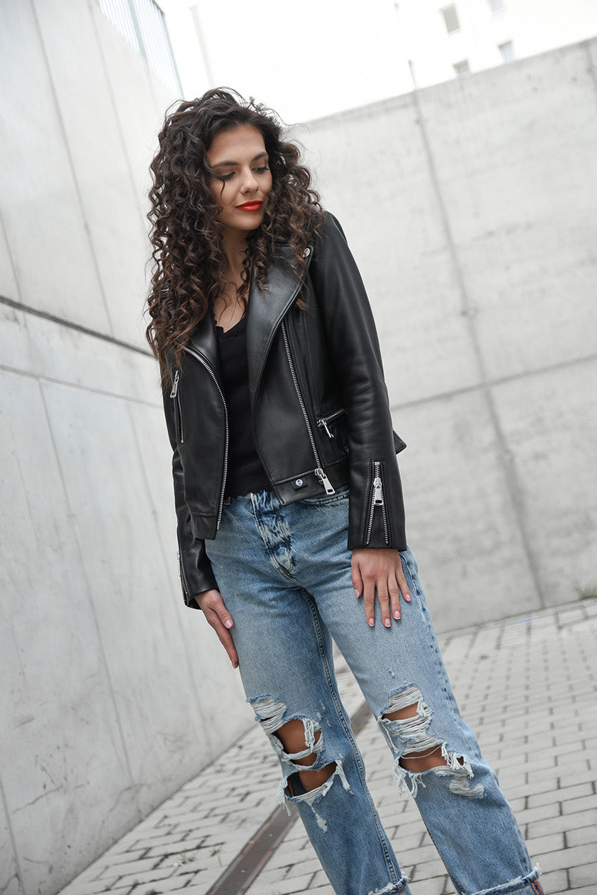 BLACK LEATHER JACKET HICHIC Denerys