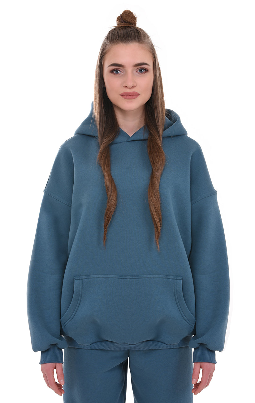 OVERSIZED MIKINA S KAPUCÍ MODRÁ HICHIC Moodie
