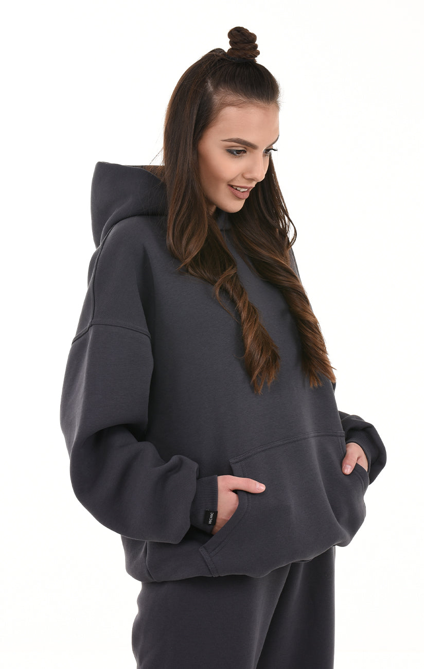 OVERSIZED MIKINA S KAPUCÍ ANTRACIT HICHIC Moodie