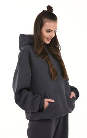 OVERSIZED MIKINA S KAPUCÍ ANTRACIT HICHIC Moodie