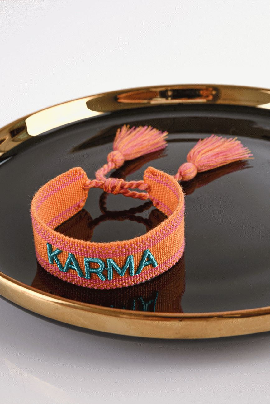 ORANŽOVÝ PLETENÝ NÁRAMEK HICHIC Karma