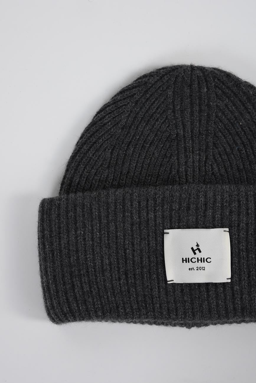 ANTHRACITE CASHMERE BEANIE HICHIC LuxeKnit