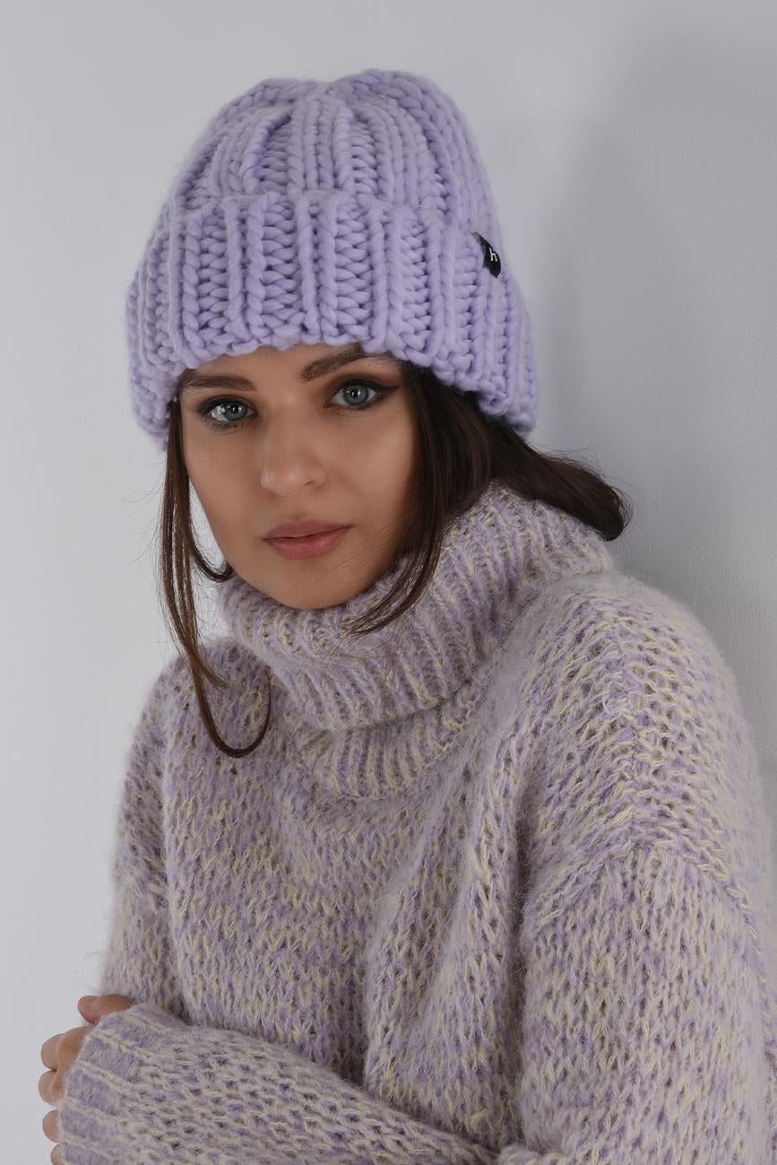 CHUNKY WOOL CAP HICHIC lilac