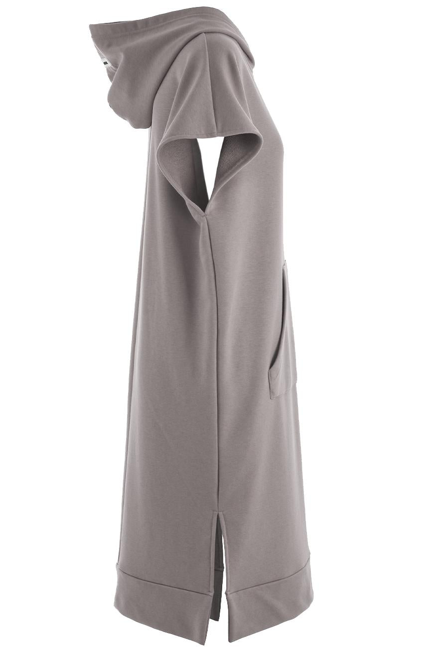 GREY LONG HOODED SWEATSHIRT DRESS HICHIC Kylie long