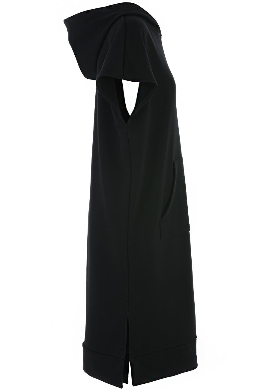 LONG HOODED TRACKSUIT DRESS BLACK HICHIC Kylie Long