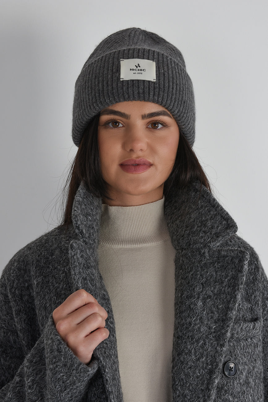 ANTHRACITE CASHMERE BEANIE HICHIC LuxeKnit