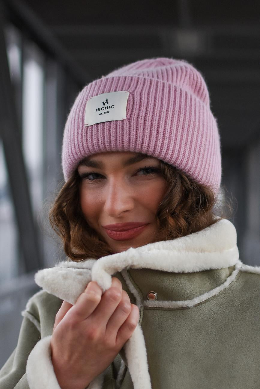 LADIES PINK CASHMERE HAT HICHIC LuxeKnit