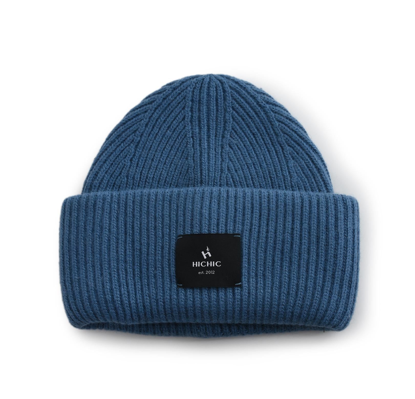 MODRÁ ZIMNÍ ČEPICE BEANIE HICHIC LuxeKnit