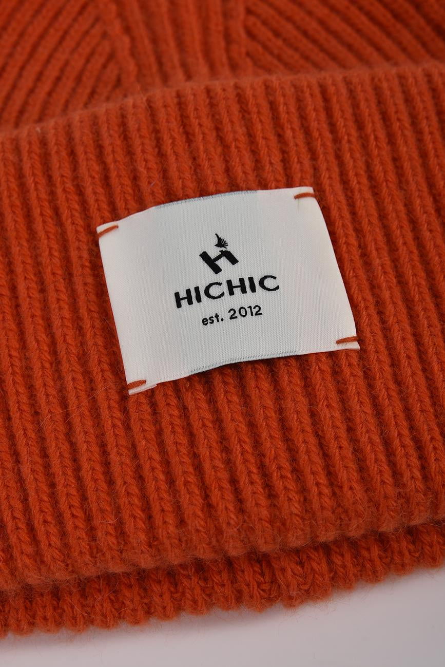 WINTER ORANGE HAT CASHMERE HICHIC LuxeKnit