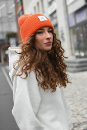 WINTER ORANGE HAT CASHMERE HICHIC LuxeKnit