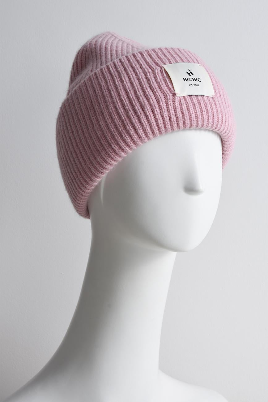 LADIES PINK CASHMERE HAT HICHIC LuxeKnit