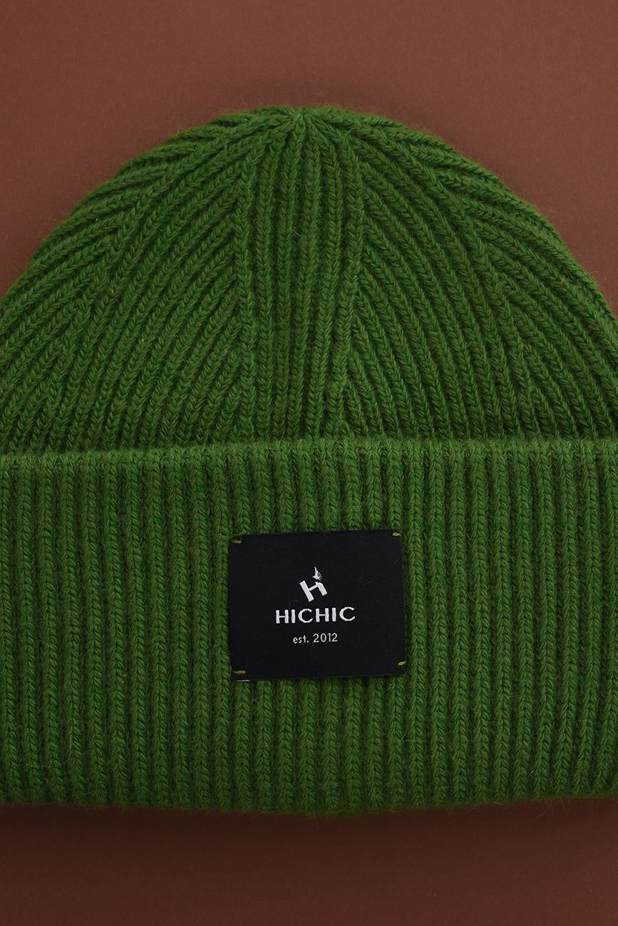 GREEN WINTER HAT HICHIC LuxeKnit  