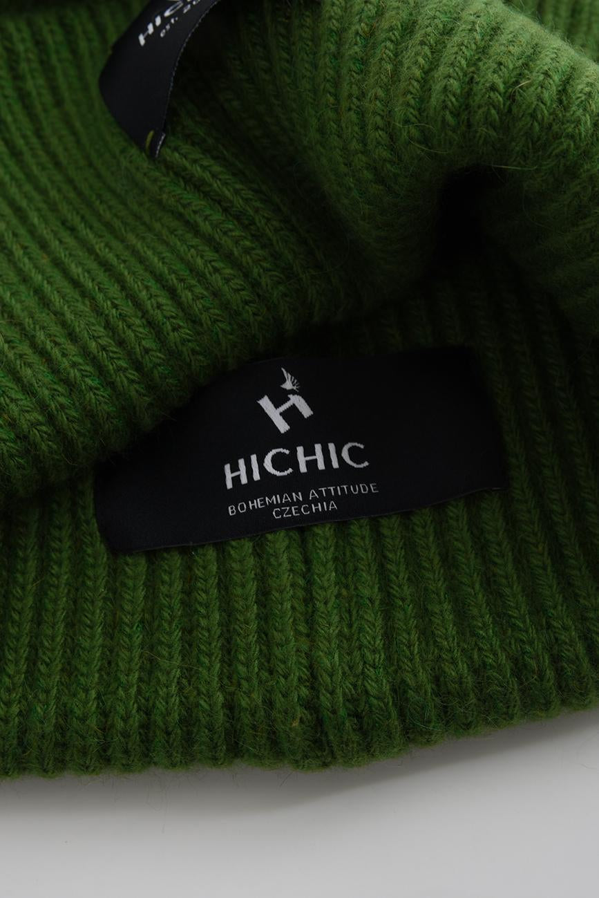 GREEN WINTER HAT HICHIC LuxeKnit  