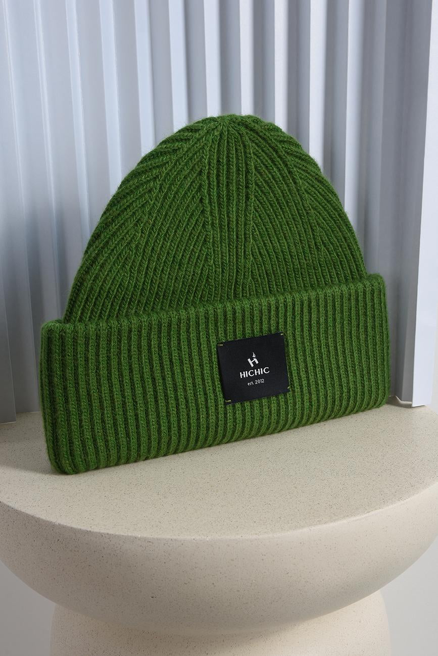 GREEN WINTER HAT HICHIC LuxeKnit  