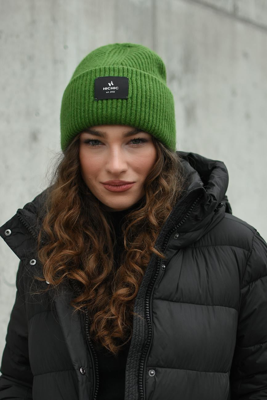 GREEN WINTER HAT HICHIC LuxeKnit  