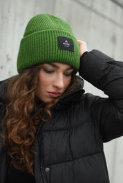 GREEN WINTER HAT HICHIC LuxeKnit  