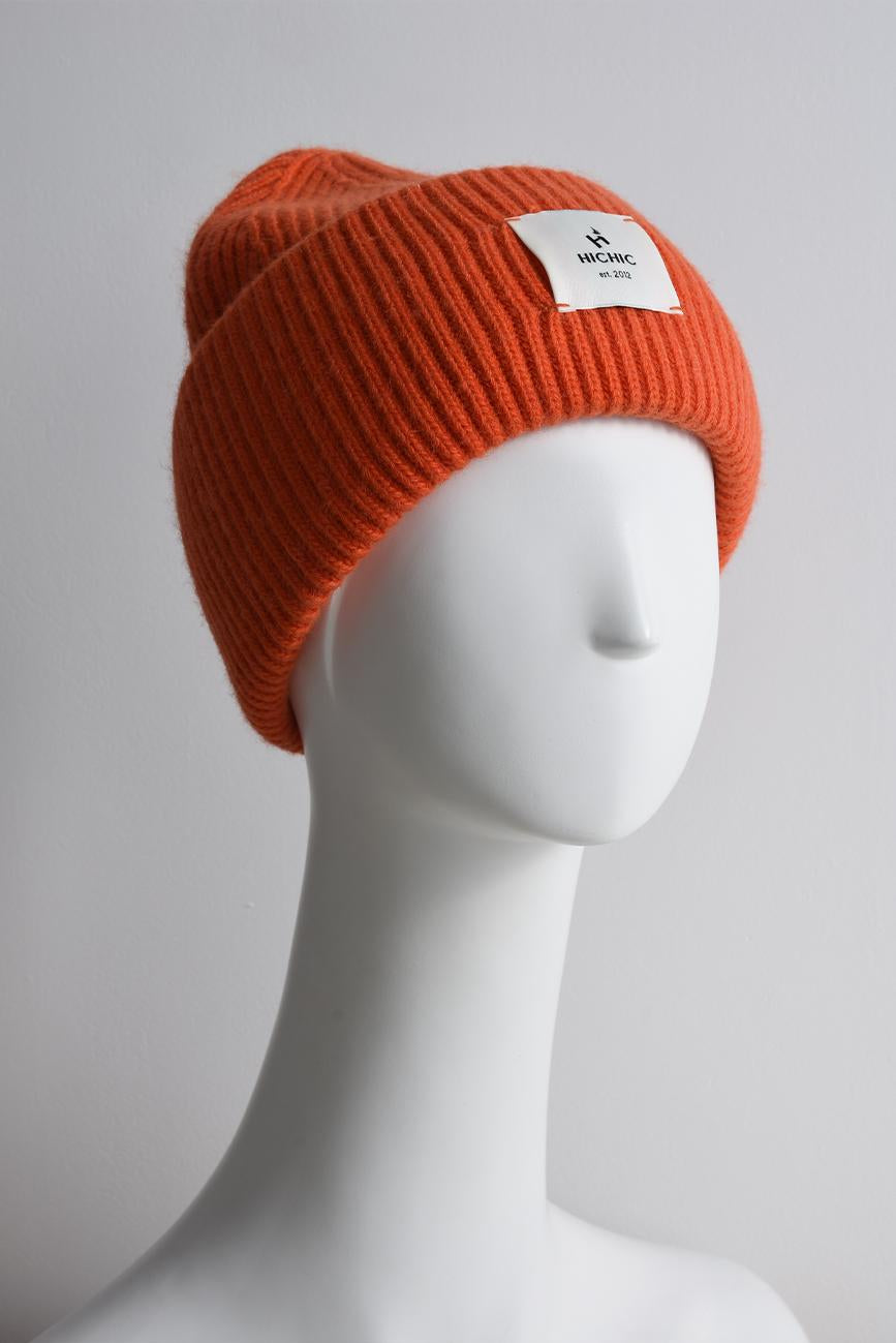 WINTER ORANGE HAT CASHMERE HICHIC LuxeKnit