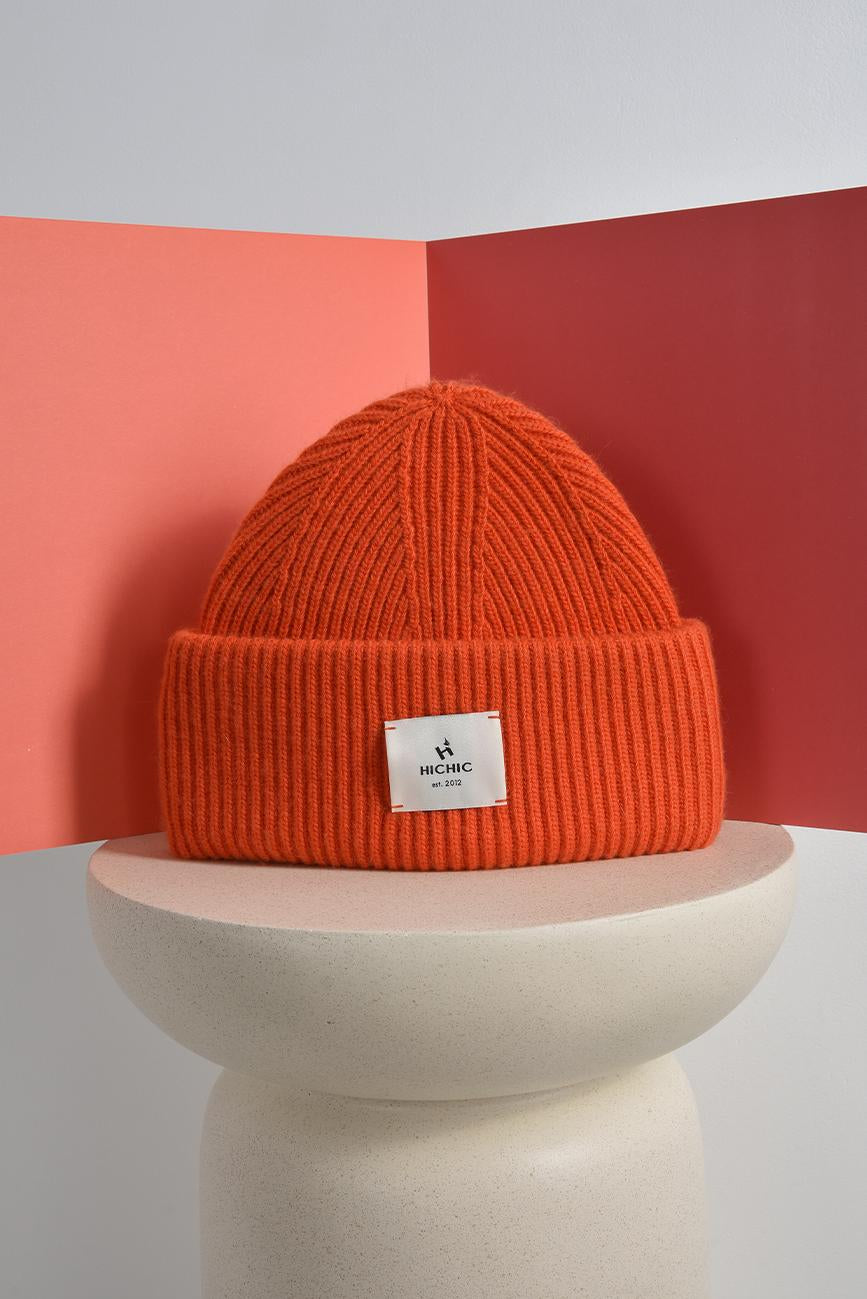 WINTER ORANGE HAT CASHMERE HICHIC LuxeKnit