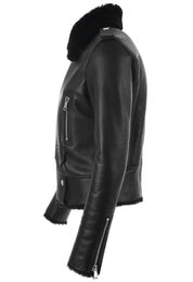 BLACK WINTER LEATHER JACKET HICHIC Gaia shearling
