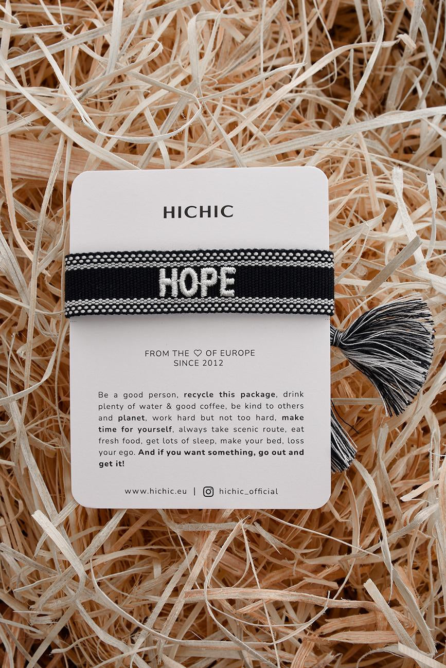 BLACK KNITTED BRACELET HICHIC Hope 