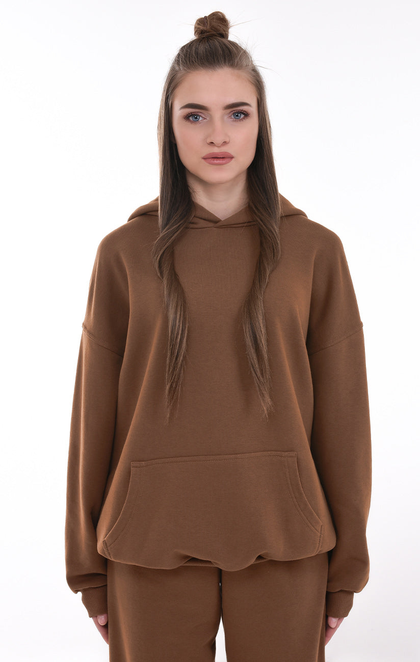 OVERSIZED MIKINA S KAPUCÍ HNĚDÁ HICHIC Moodie