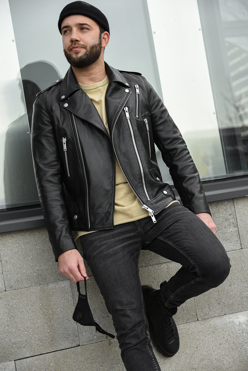 MEN'S LEATHER JACKET HICHIC MAXIM Silver