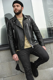 MEN'S LEATHER JACKET HICHIC MAXIM Silver