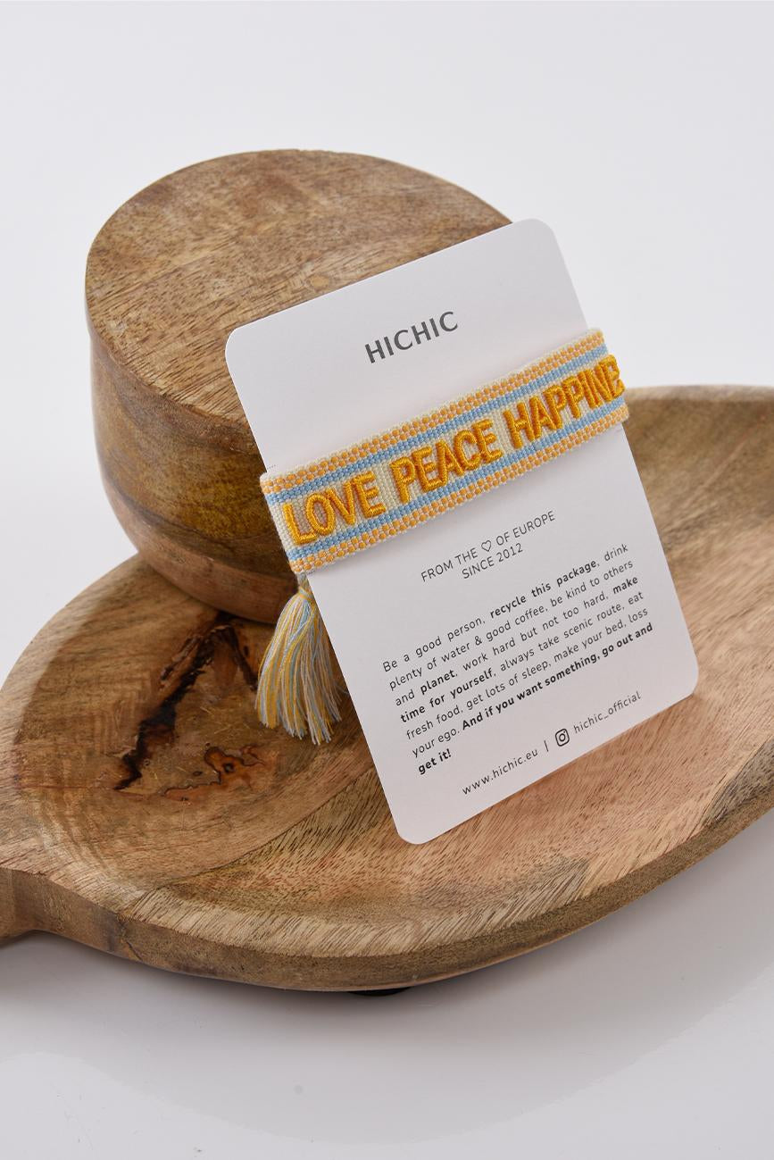 CREAM BRACELET HICHIC Love Peace Happiness 