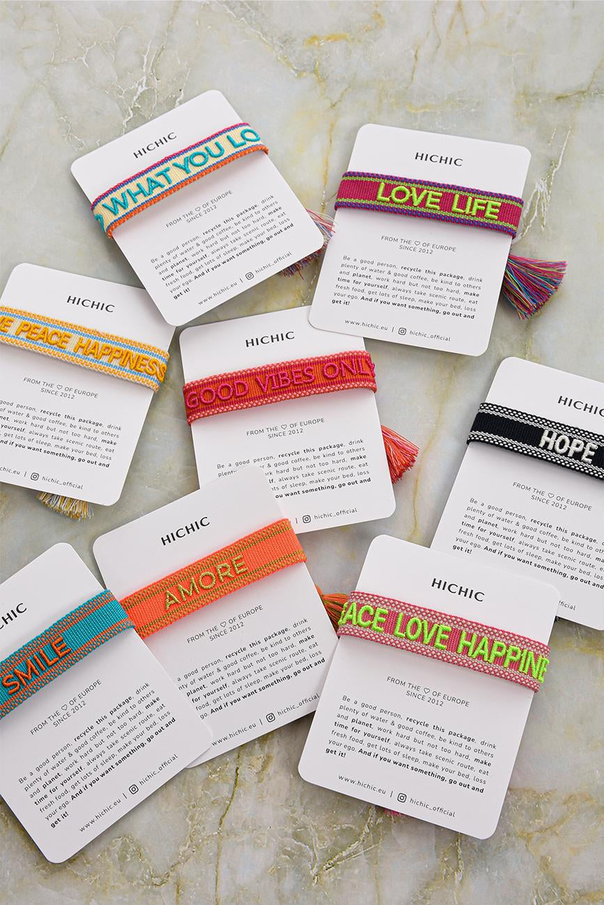 CREAM BRACELET HICHIC Love Peace Happiness 
