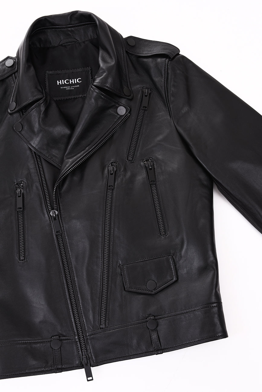 PÁNSKÁ KOŽENÁ BUNDA HICHIC MAXIM Allblack