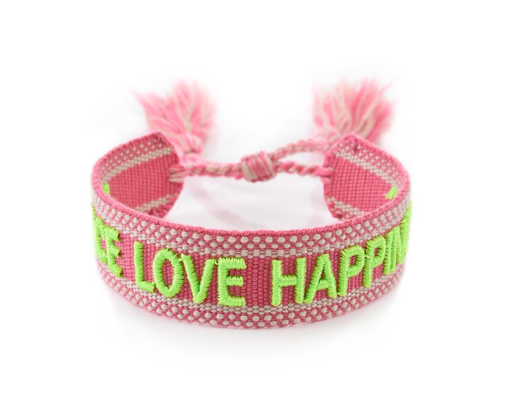 RŮŽOVÝ NÁRAMEK HICHIC Peace Love Happiness