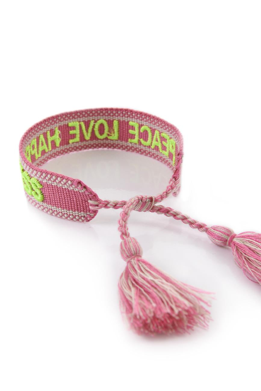 PINK BRACELET HICHIC Peace Love Happiness 