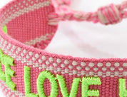 PINK BRACELET HICHIC Peace Love Happiness 